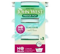 John West No Drain Fridge Pot Tuna Steak with a Little Spring Water, Natural high in Protein, 3 Count (Pack of 1), (Packaging May Vary)