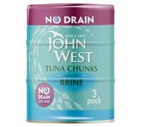 John West No Drain Tuna Chunks with A Little Brine 3 x 100g