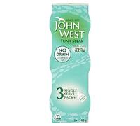 John West No Drain Tuna Steak in Spring Water (3x60g) - Pack of 6
