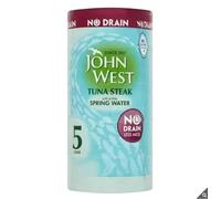 John West No Drain Tuna Steak in Spring Water- No Drain, Less Mess - Great Taste - Great for Salads - 5 x 110g