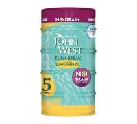 John West Tuna Steak in Sunflower Oil, No Drain, 5 x 110g Cans, High Protein