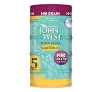 John West Tuna Steak in Sunflower Oil, No Drain, 5 x 110g Cans, High Protein