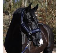 John Whitaker Holmfirth Halter Furry Headcollar and Leadrope Set for Horses (Navy, Full)