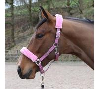 John Whitaker Leyburn Horse Halter Fluffy Headcollar with Leadrope Set (Pink, Cob)