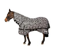 John Whitaker Whitaker Zebra print Fly Mesh Rug with fixed neck, elongated tail cover and belly flap 6'9,Black/White