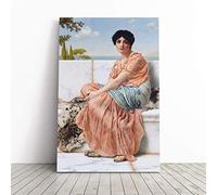 John William Godward in The Days of The Sappho Canvas Print | Gallery Wrapped 30mm Frame Wall Art | 20x14 inches | Ready to Hang | Modern Picture | Living Room Bedroom Lounge Office