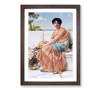 John William Godward in The Days of The Sappho Framed Print | A2 Walnut Framed Wall Art | Ready to Hang | Modern Nature Picture | Living Room Bedroom Lounge Office