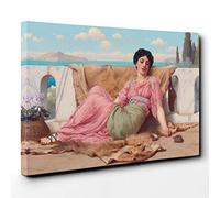 John William Godward The Quiet Pet Canvas Print | Gallery Wrapped 30mm Frame Wall Art | 30x20 inches | Ready to Hang | Modern Picture | Living Room Bedroom Lounge Office