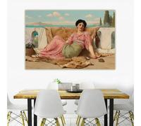 John William Godward《The Quiet Pet》Canvas Prints Art Oil Painting Artwork Poster Picture Wall Home Living room Decor(40x60cm)