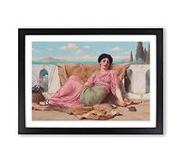 John William Godward The Quiet Pet Framed Print | A2 Oak Framed Wall Art | Ready to Hang | Modern Nature Picture | Living Room Bedroom Lounge Office