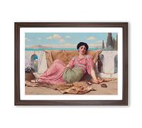 John William Godward The Quiet Pet Framed Print | A2 Walnut Framed Wall Art | Ready to Hang | Modern Nature Picture | Living Room Bedroom Lounge Office