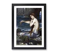 John William Waterhouse A Mermaid Classic Painting Framed Wall Art Print, Ready to Hang Picture for Living Room Bedroom Home Office Décor, Black A3 (34 x 46 cm)