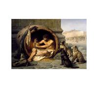 John William Waterhouse Diogenes 1860 Greek Philosopher with Dogs Art Canvas Painting Poster for Living Room Pictures Decoration(60x80cm/No frame)