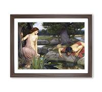 John William Waterhouse Echo and Narcissus Classic Painting Framed Print | A2 Walnut Framed Wall Art | Ready to Hang | Classic Historical Picture | Living Room Bedroom Lounge Office