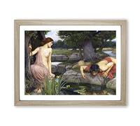 John William Waterhouse Echo and Narcissus Classic Painting Framed Print | A4 Oak Framed Wall Art | Ready to Hang | Classic Historical Picture | Living Room Bedroom Lounge Office