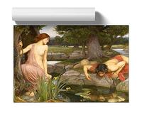 John William Waterhouse Echo and Narcissus | Unframed Wall Art Print | Ready to Frame Poster | Modern Home Decor Picture | Artwork for Living Room, Bedroom or Office | A1 (59.4x84.1 cm)