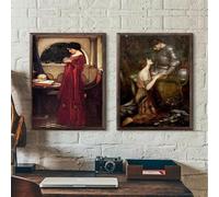 John William Waterhouse Minimalist Wall Art Print Canvas Painting Posters for Living Room Modern Home Decor(30x45cm/2PCS Frameless)