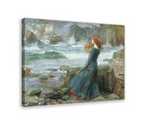John William Waterhouse,Miranda,The Tempest Canvas Art Wall Decor Posters Home Bar Restaurant Garage Cafe Logo Gifts 16x24inch(40x60cm)
