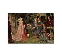 John William Waterhouse Painters' Works「The Enchanted Garden」Printed Canvas Poster Canvas Wall Art Picture Prints Hanging Photo Gift Idea Decor Homes Artworks 20x30inch(50x75cm)