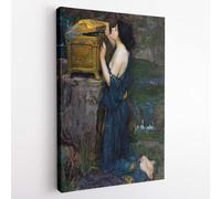 John William Waterhouse Pandora’s Box Canvas Wall Art - Framed Pre-Raphaelite Painting Print, Classic Vintage Artwork for Living Room, Bedroom, Office Home Decor (18x12 inch)