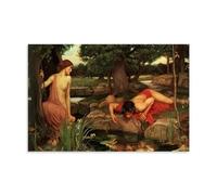 John William Waterhouse Prints 《Echo And Narcissus》 Poster Decorative Painting Print Picture Canvas Wall Art Bedroom Office Living Room Decoration 20x30inch(50x75cm)