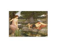 John William Waterhouse Prints 《Echo And Narcissus》 Wall Art Poster Canvas Wall Art Picture Prints Hanging Photo Decor Home Artworks 20x30inch(50x75cm)