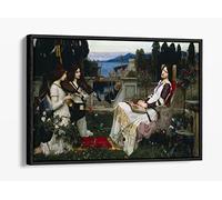 John William Waterhouse St Cecelia Canvas Floater Frame Print Picture Art - Black Frame 36 inch wide x 24 inch high