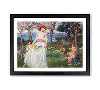 John William Waterhouse The Field of Spring Classic Painting Framed Print | A3 Black Framed Wall Art | Ready to Hang | Classic Landscape Picture | Living Room Bedroom Lounge Office