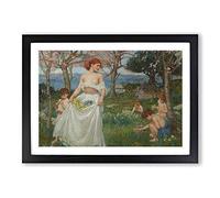 John William Waterhouse The Field of Spring Framed Print | A2 Oak Framed Wall Art | Ready to Hang | Modern Landscape Picture | Living Room Bedroom Lounge Office