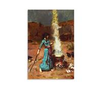 John William Waterhouse-The Magic Circle Classic Masterpiece Poster Painting On Canvas Wall Art Scroll Picture Print Living Room Walls Decor Homes 12x18inch(30x45cm)