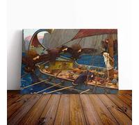 John William Waterhouse Ulises and The Sirens Canvas Print | Gallery Wrapped 30mm Frame Wall Art | 20x14 inches | Ready to Hang | Modern Picture | Living Room Bedroom Lounge Office