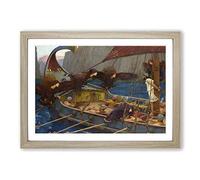 John William Waterhouse Ulises and The Sirens Framed Print | A2 Oak Framed Wall Art | Ready to Hang | Modern Nature Picture | Living Room Bedroom Lounge Office