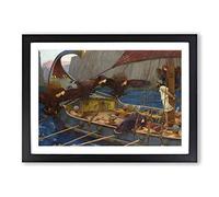 John William Waterhouse Ulises and The Sirens Framed Print | A2 Oak Framed Wall Art | Ready to Hang | Modern Nature Picture | Living Room Bedroom Lounge Office