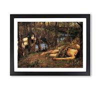 John William Waterhouse With a Nymph Classic Painting Framed Wall Art Print, Ready to Hang Picture for Living Room Bedroom Home Office Décor, Black A3 (46 x 34 cm)