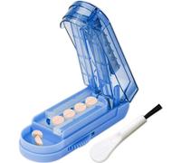 Johnbee Pill Cutter Splitter for Small and Tiny Pills, Larger Pills. Adjustable Pill Splitter Accurately Cuts Multiple Pills at Once. Sharp Blade with Safety Guard. Non-Slip Silicone Edge (Dark Blue)