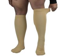 JOHNDA Plus Size Compression Sock for Men and Women Wide Calf Graduated Compression Stockings for Support Flight Travel Running Pregnancy Sports Edema Nurses Athletic 20-30 mmHg 1Pair