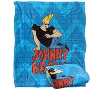Johnny Bravo Logo Repeat Silky Touch Super Soft Throw Blanket 152 X 127 cm, White