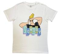 Johnny Bravo Men's Posing Logo T-Shirt in White | Size: Medium Johnny Bravo White M
