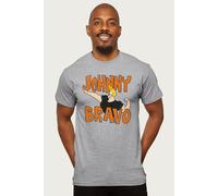 Johnny Bravo Men's Side Pose Logo T-Shirt in Mid Grey | Size: Small Johnny Bravo Mid Grey S