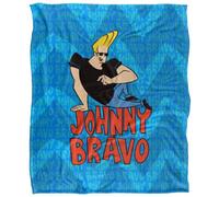 Johnny Bravo Silky Repeat Logo Supersoft Blanket Multicoloured (One Size)