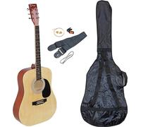 Johnny Brook 41" Acoustic Guitar Kit With Maple Fingerboard, Metal Strings, Chrome Machine Heads, Durable Guitar Travel Bag, Easy to Use Clip on Tuner, Spare set of Brass Springs, Strap and 2 Picks
