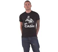 Johnny Cash Contrast Middle Finger Official Mens Black T Shirt L