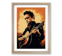 Johnny Cash Digital Framed Print | A2 Oak Framed Wall Art | Ready to Hang | Modern Nature Picture | Living Room Bedroom Lounge Office