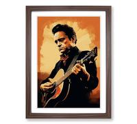 Johnny Cash Digital Framed Print | A2 Walnut Framed Wall Art | Ready to Hang | Modern Nature Picture | Living Room Bedroom Lounge Office