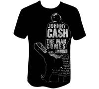 Johnny Cash Men's The Man Comes Around T-Shirt in Black | Size: XL Johnny Cash Black XL