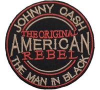 Johnny Cash Patch American Rebel Official Black Woven Iron on 76 x 76mm One Size
