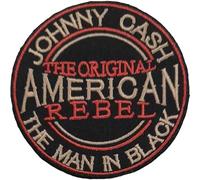 Johnny Cash Patch American Rebel Official Black Woven Iron on 76 x 76mm One Size