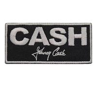 Johnny Cash Patch Block Logo Official Official woven Sew on Black 74 x 35mm One Size