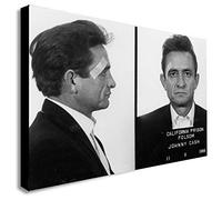 Johnny Cash Police Mugshot - Canvas Wall Art Framed Print - Various Sizes (A2 24x16 inches)