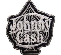 Johnny Cash Spade Iron On Patch - Ace of Spades Logo Design, Black/Grey, One Size